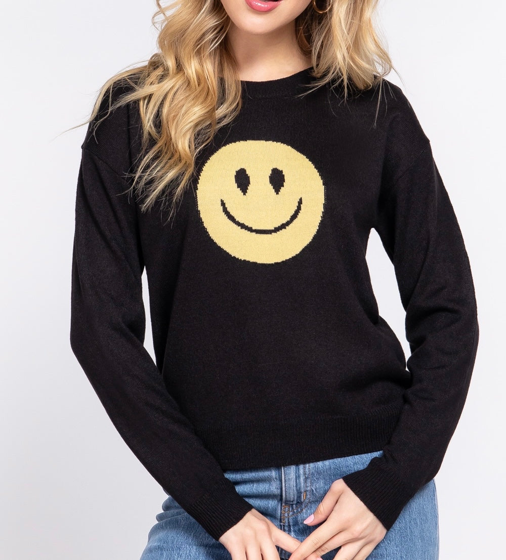 Long Sleeve Smile Face Sweater
