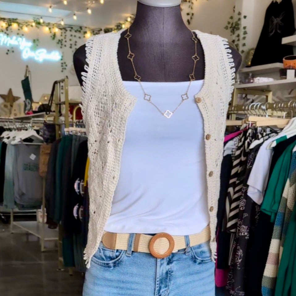 Crochet Button Front Vest