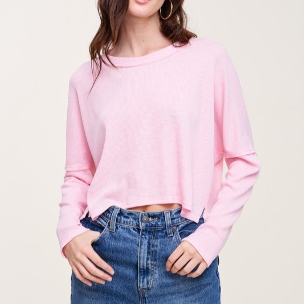 Looking Cute Waffle Top (Pink)