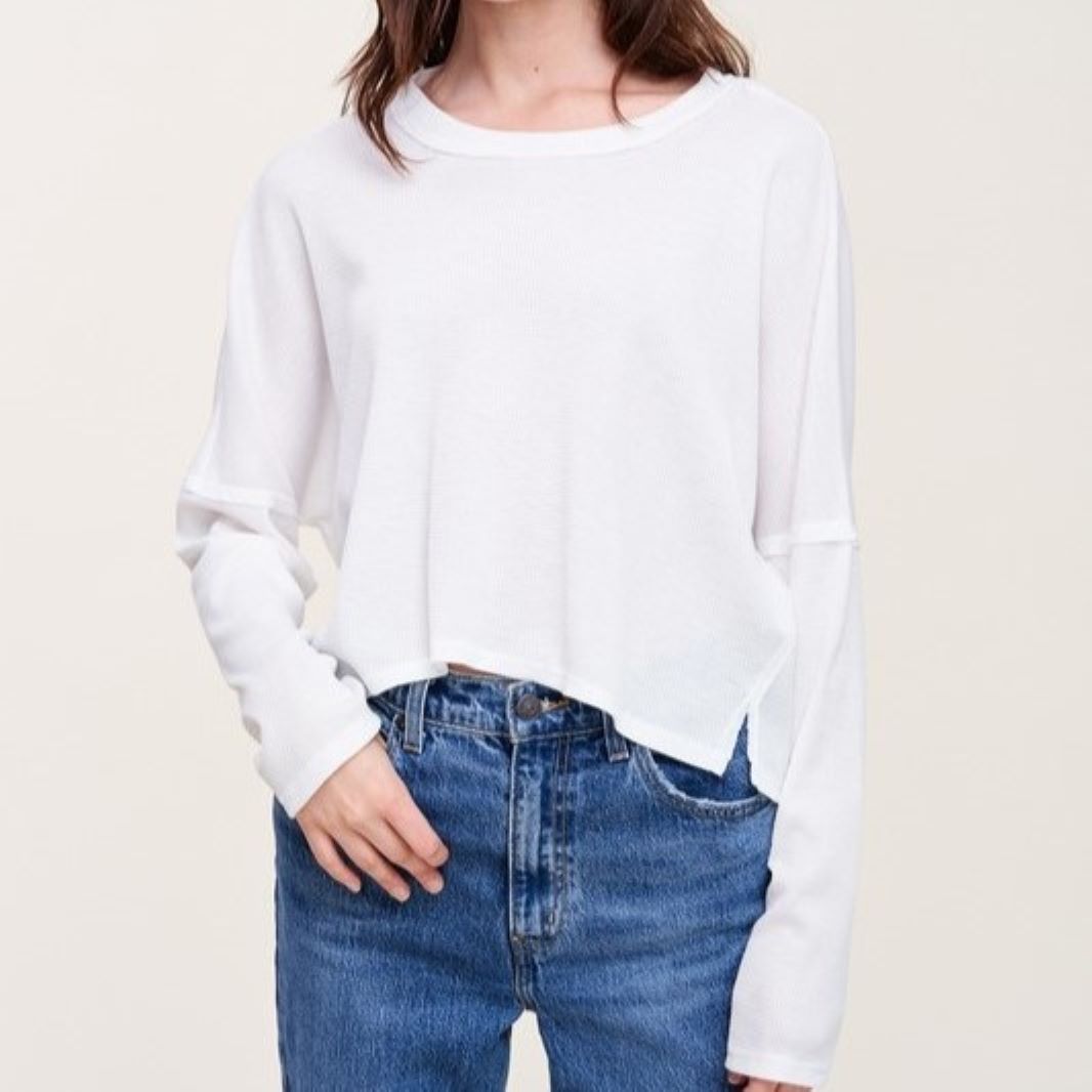 Looking Cute Waffle Top (White)