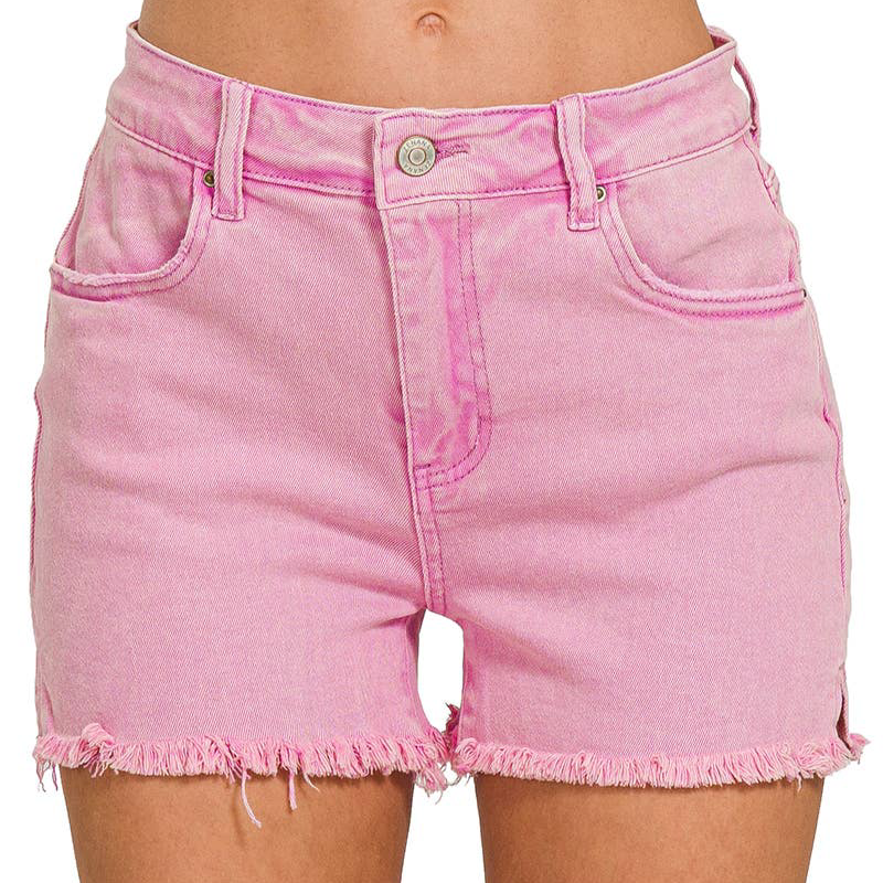 Acid Washed Cutoff Shorts (Mauve)