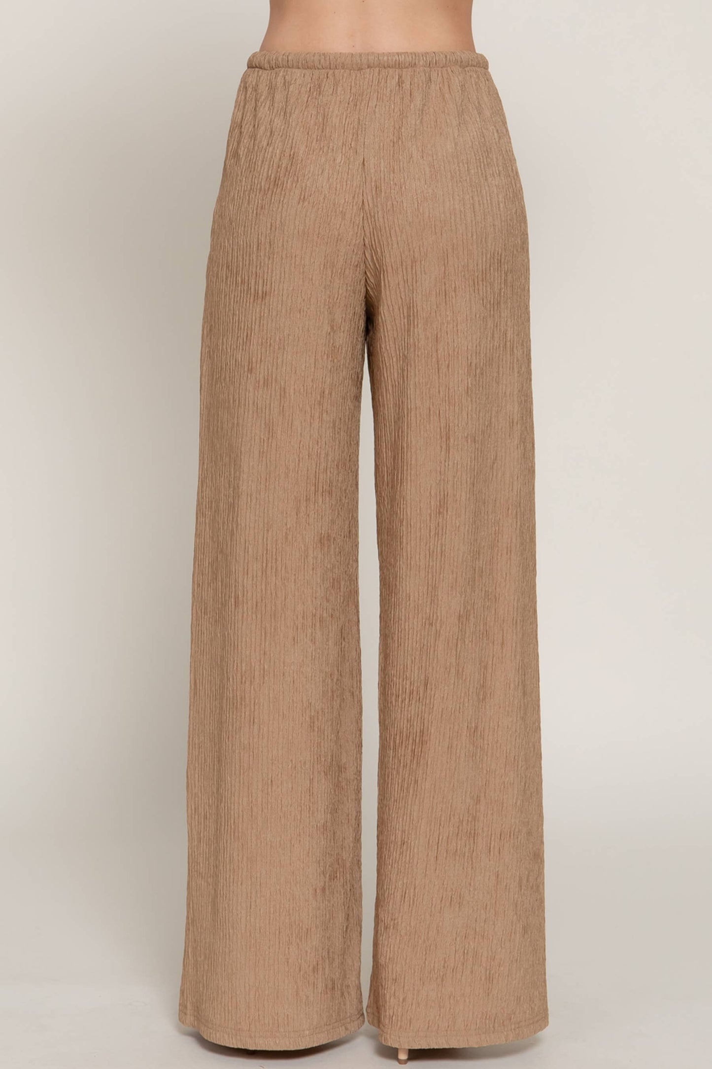 Crinkle Knit Drawstring Pants (Khaki)