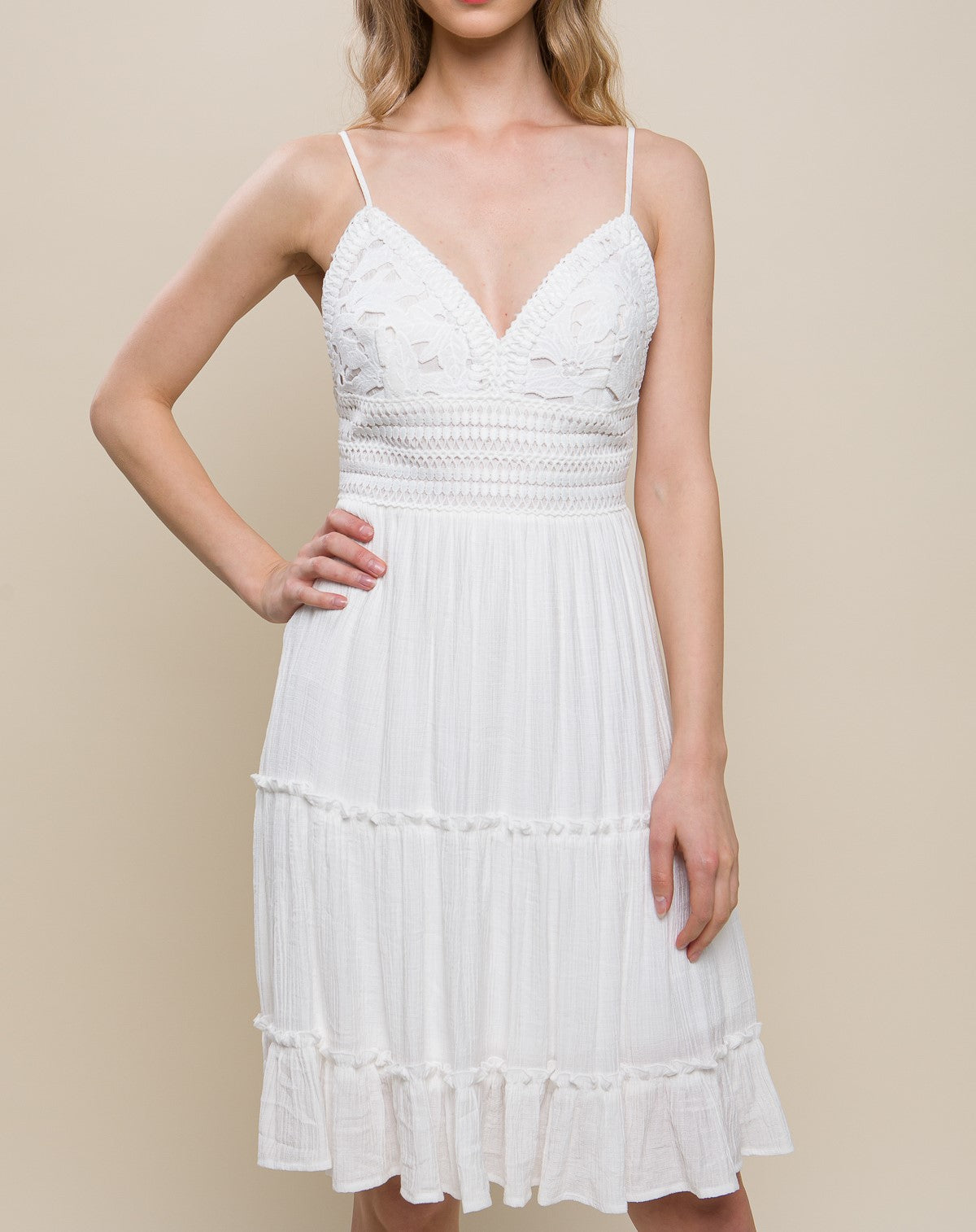 Bow Back Lace Dress (White) - SALE