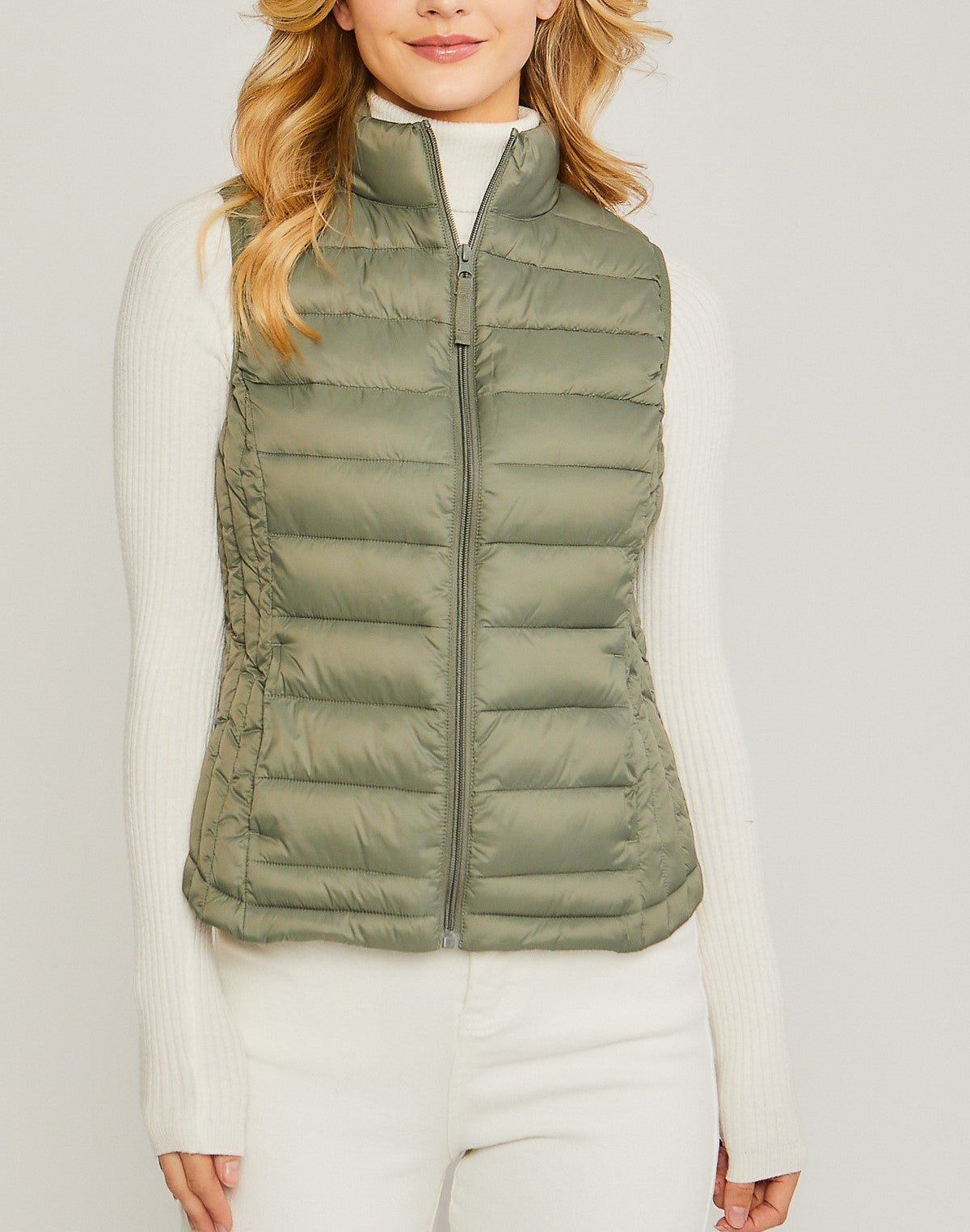 Ellie Lightweight Puffer Vest (Sage)