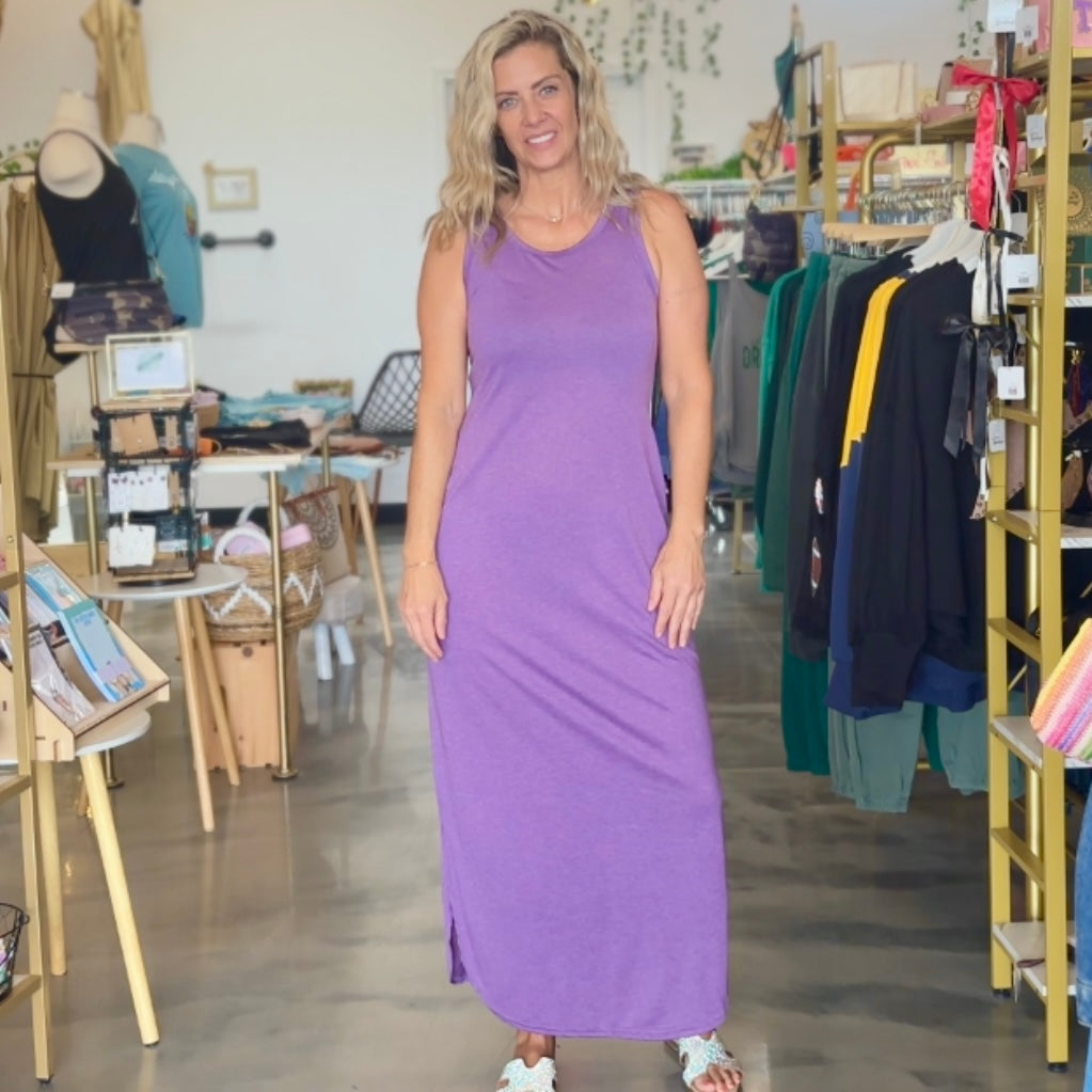 Jessica Curved Hem Maxi Dress (Purple)