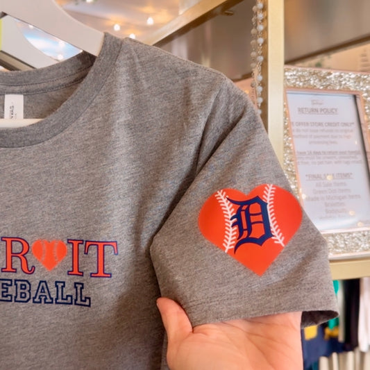 Detroit Baseball Graphic Tee (Orange Heart) - FINAL SALE