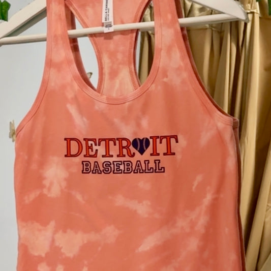 Detroit Baseball Tie-Dye Orange Tank Top - FINAL SALE