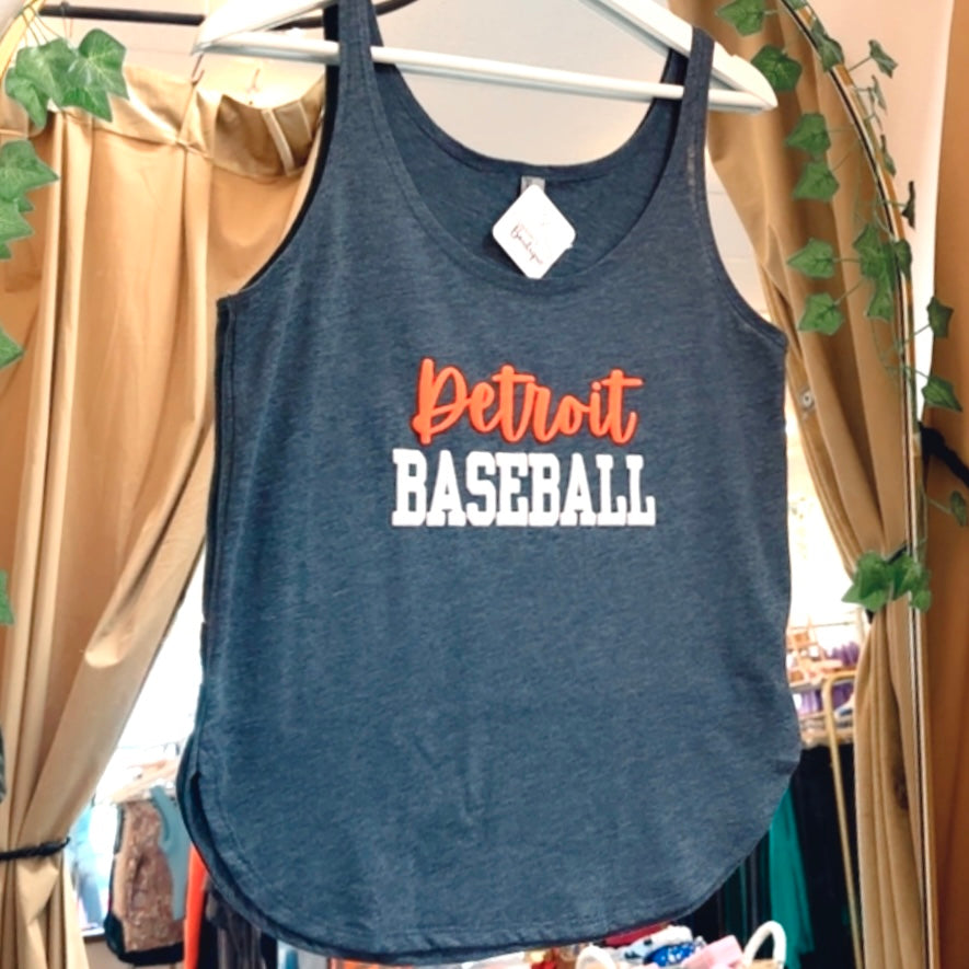 Detroit Baseball Puff Tank Top (Blue)