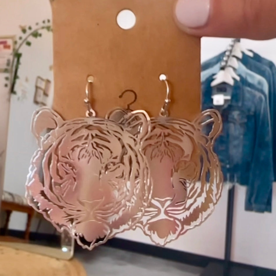 Tiger Earrings (Silver)