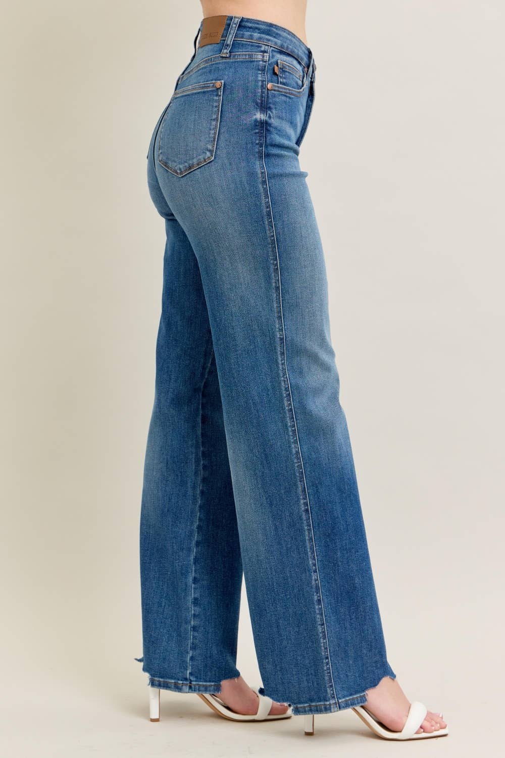 Judy Blue Chew Hem Wide Leg Jeans