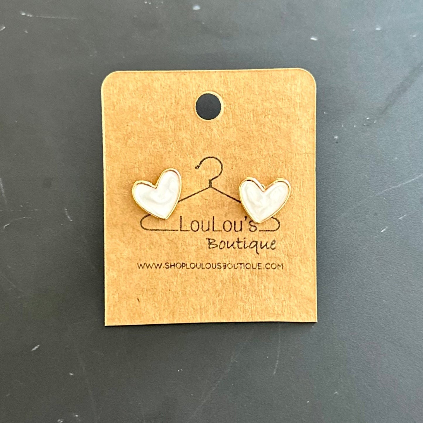 My Heart Stud Earrings (White)