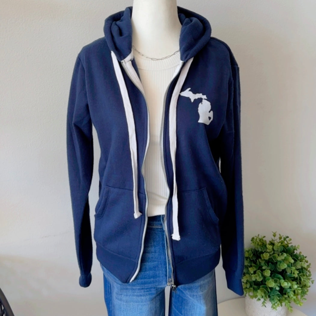 Michigan Zip Up Hoodie (Navy)