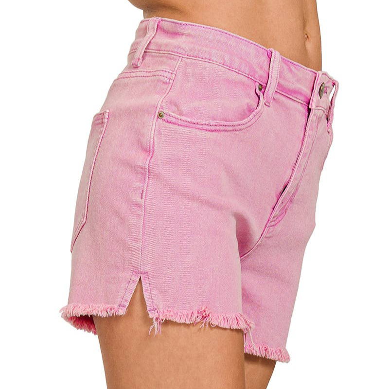 Acid Washed Cutoff Shorts (Mauve)