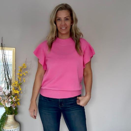 Adeline Ruffle Short Sleeve Sweater