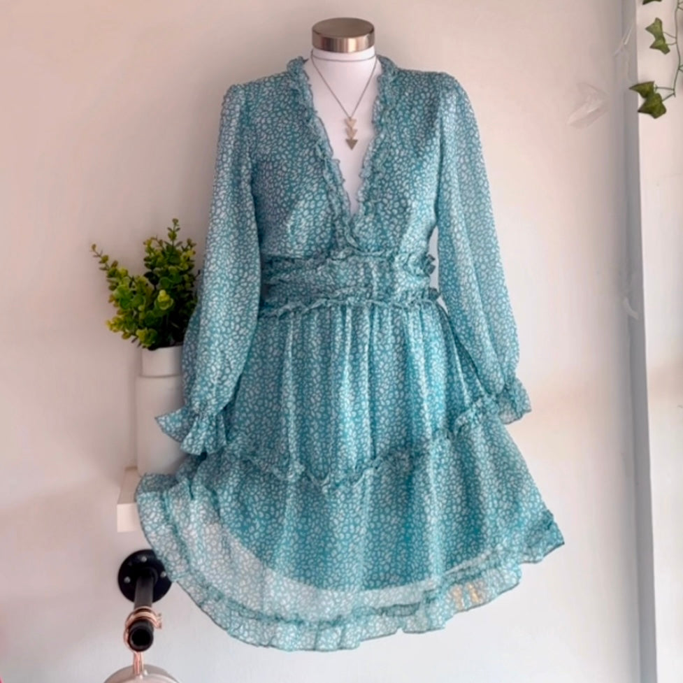 Ruffle Open Back Floral Dress  - FINAL SALE