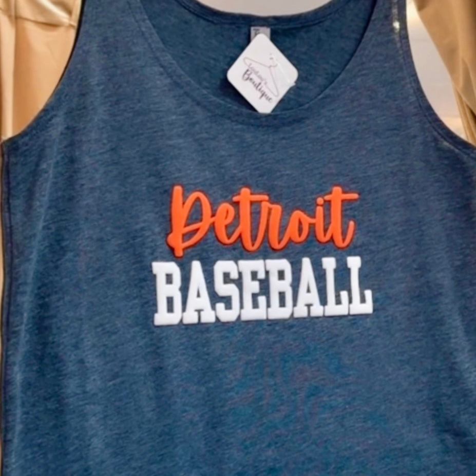Detroit Baseball Puff Tank Top (Blue)