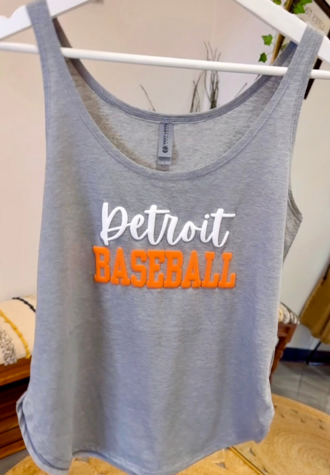 Detroit Baseball Puff Tank Top (Grey) - FINAL SALE