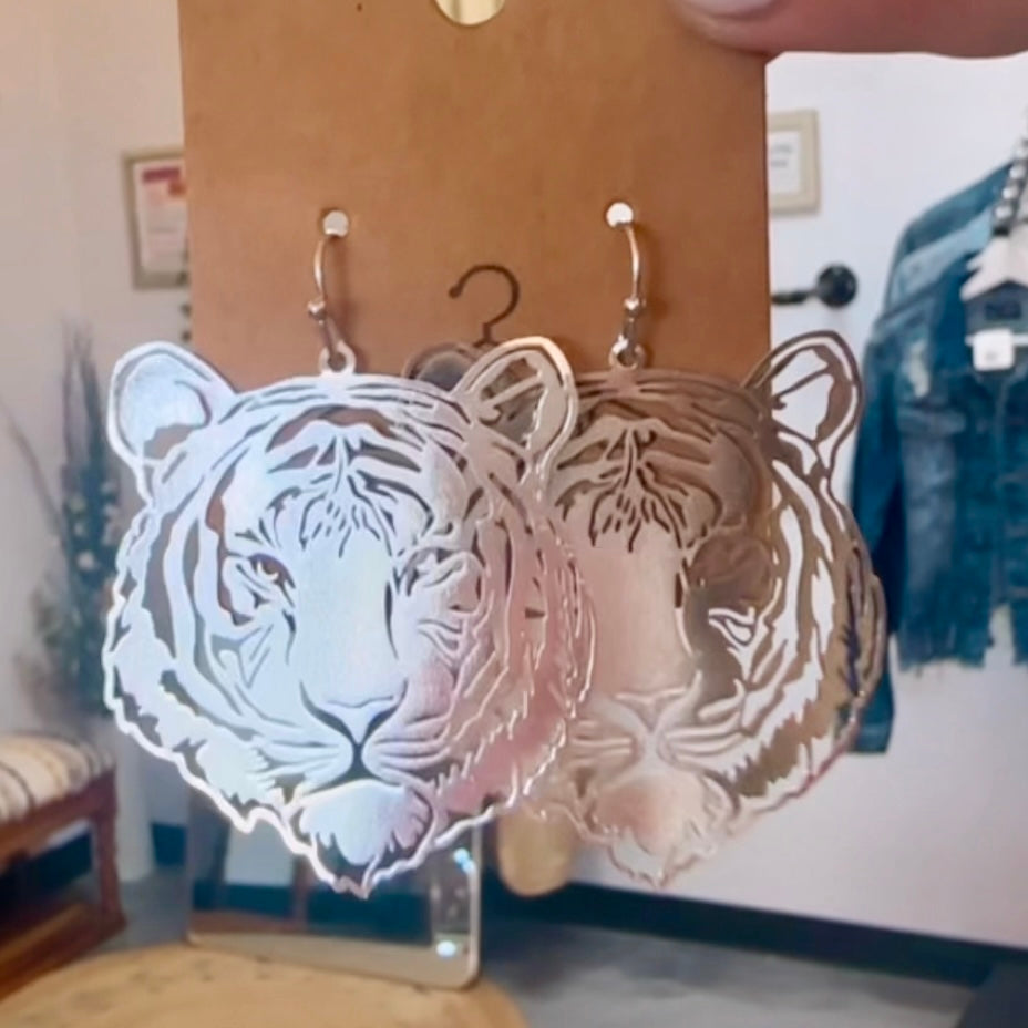 Tiger Earrings (Silver)