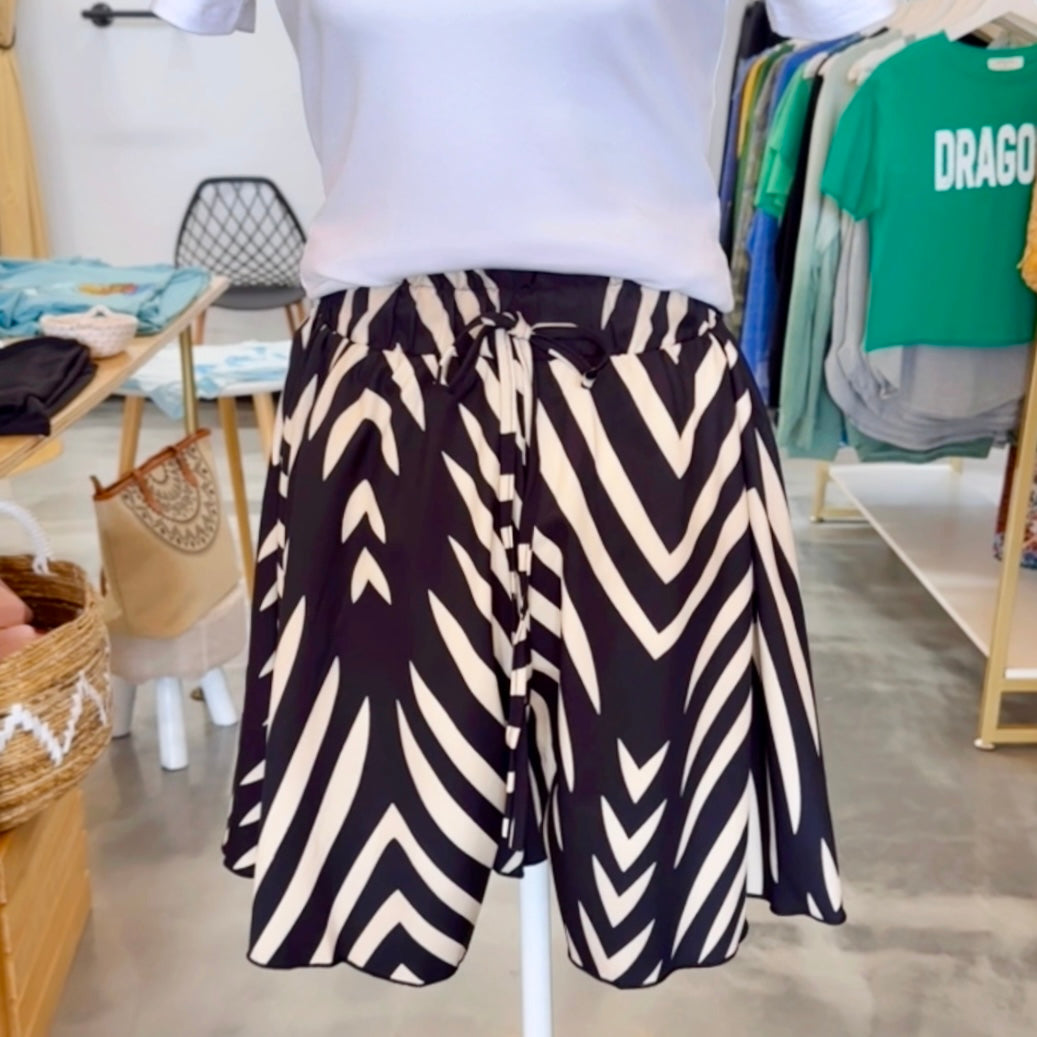 Geometric Paper Bag Shorts