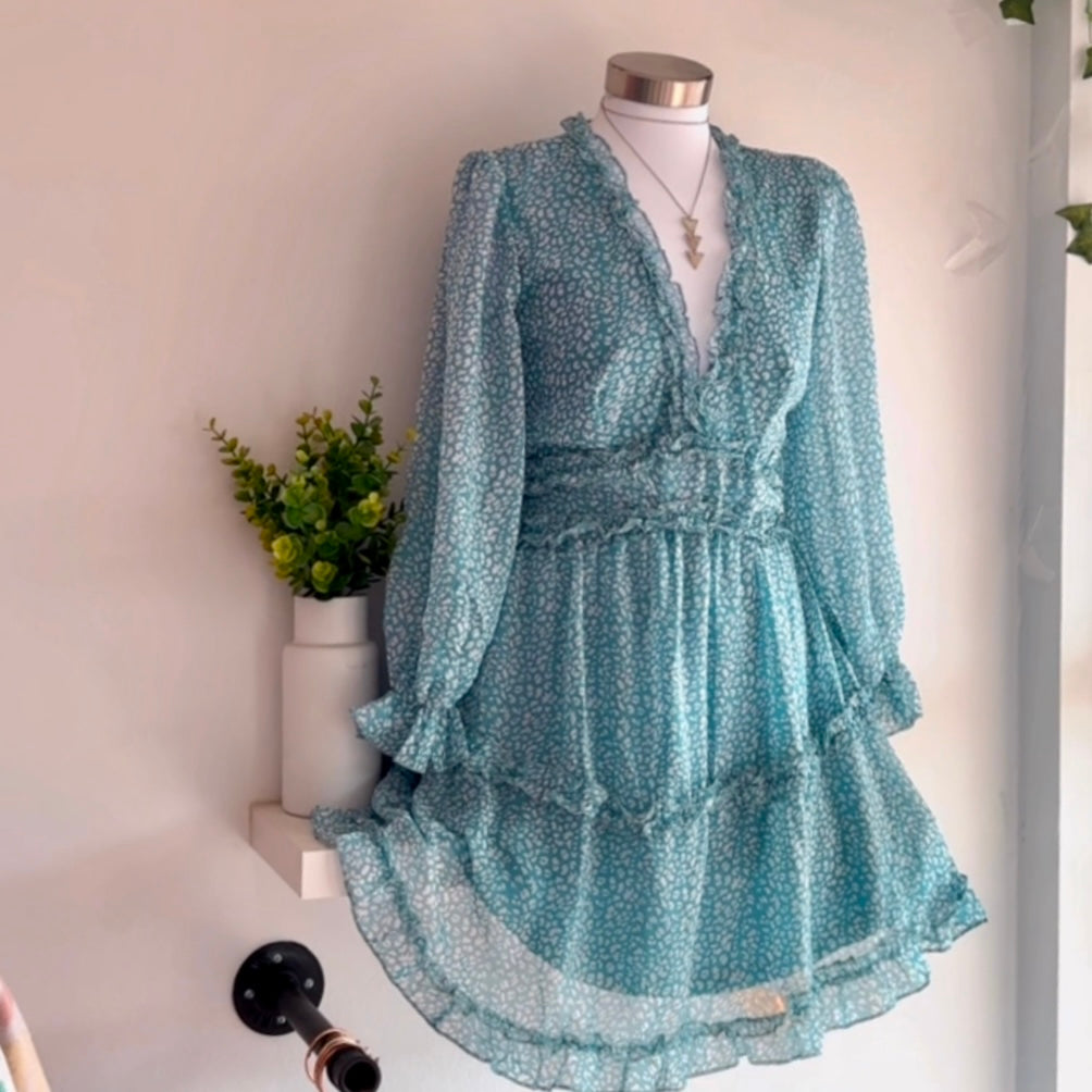 Ruffle Open Back Floral Dress  - FINAL SALE