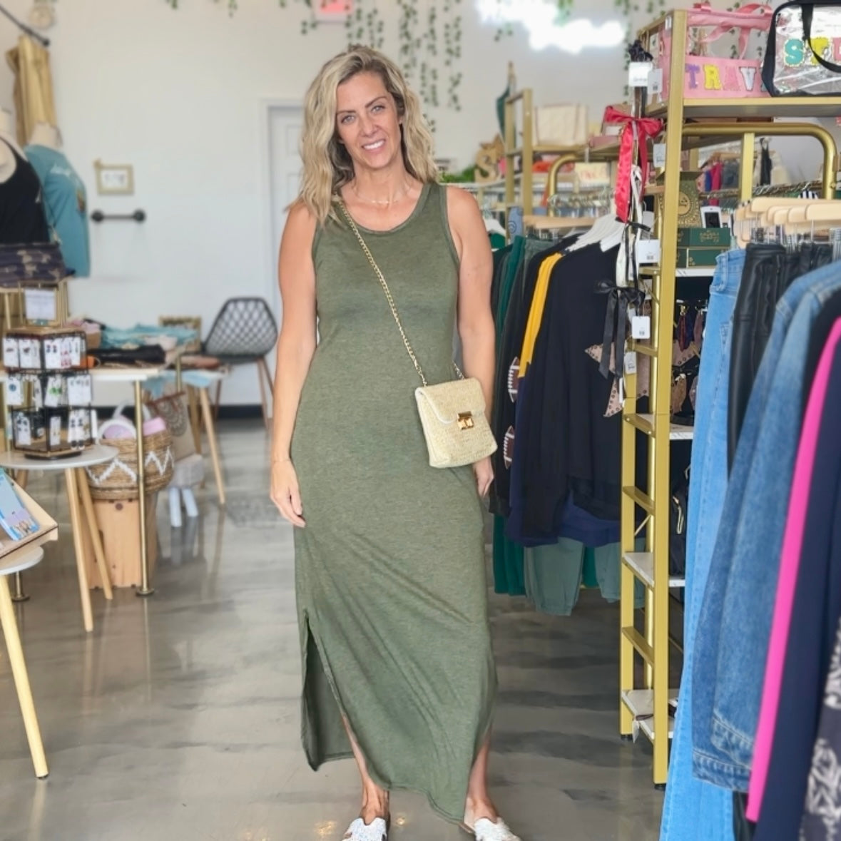 Jessica Curved Hem Maxi Dress (Green)