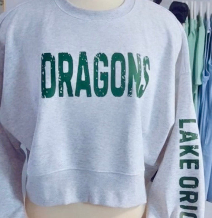 DRAGONS Long Crop Sweatshirt (Grey)