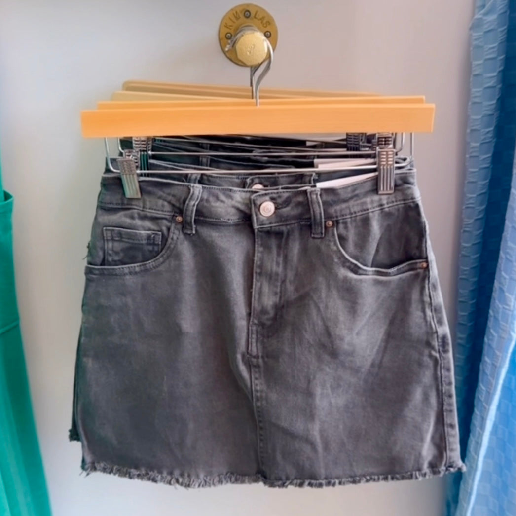 Addy Acid Wash Denim Skirt (Black)