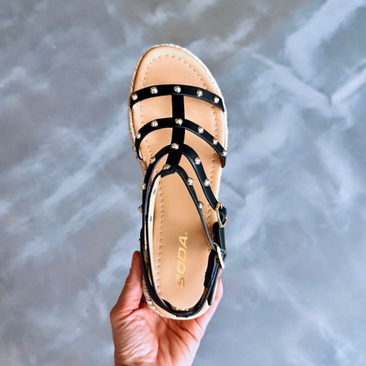Studded Espadrille Wedge Sandals - SALE