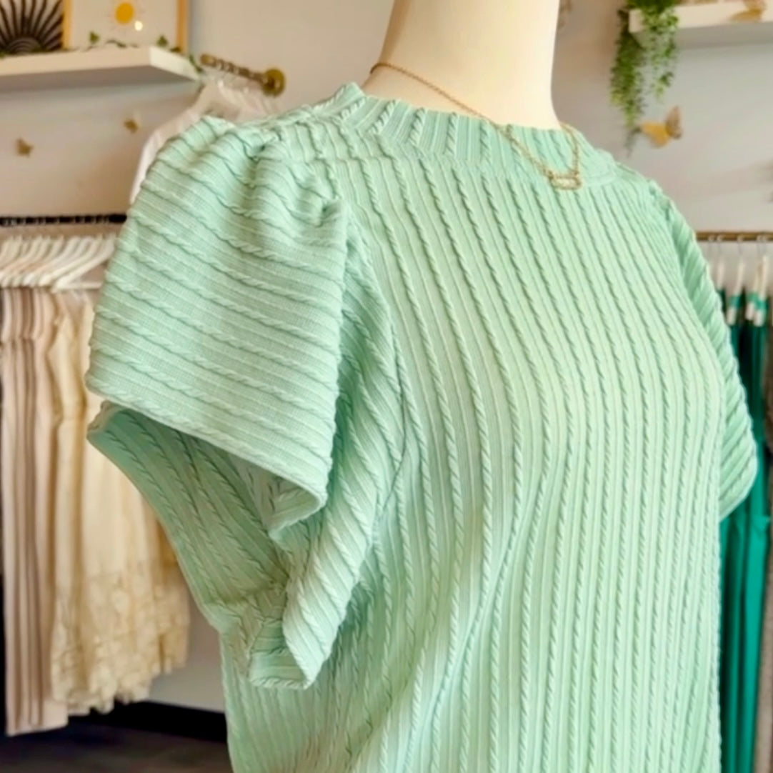 Textured Flutter Sleeve Top