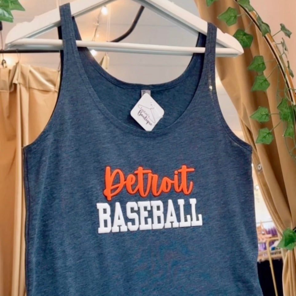 Detroit Baseball Puff Tank Top (Blue)