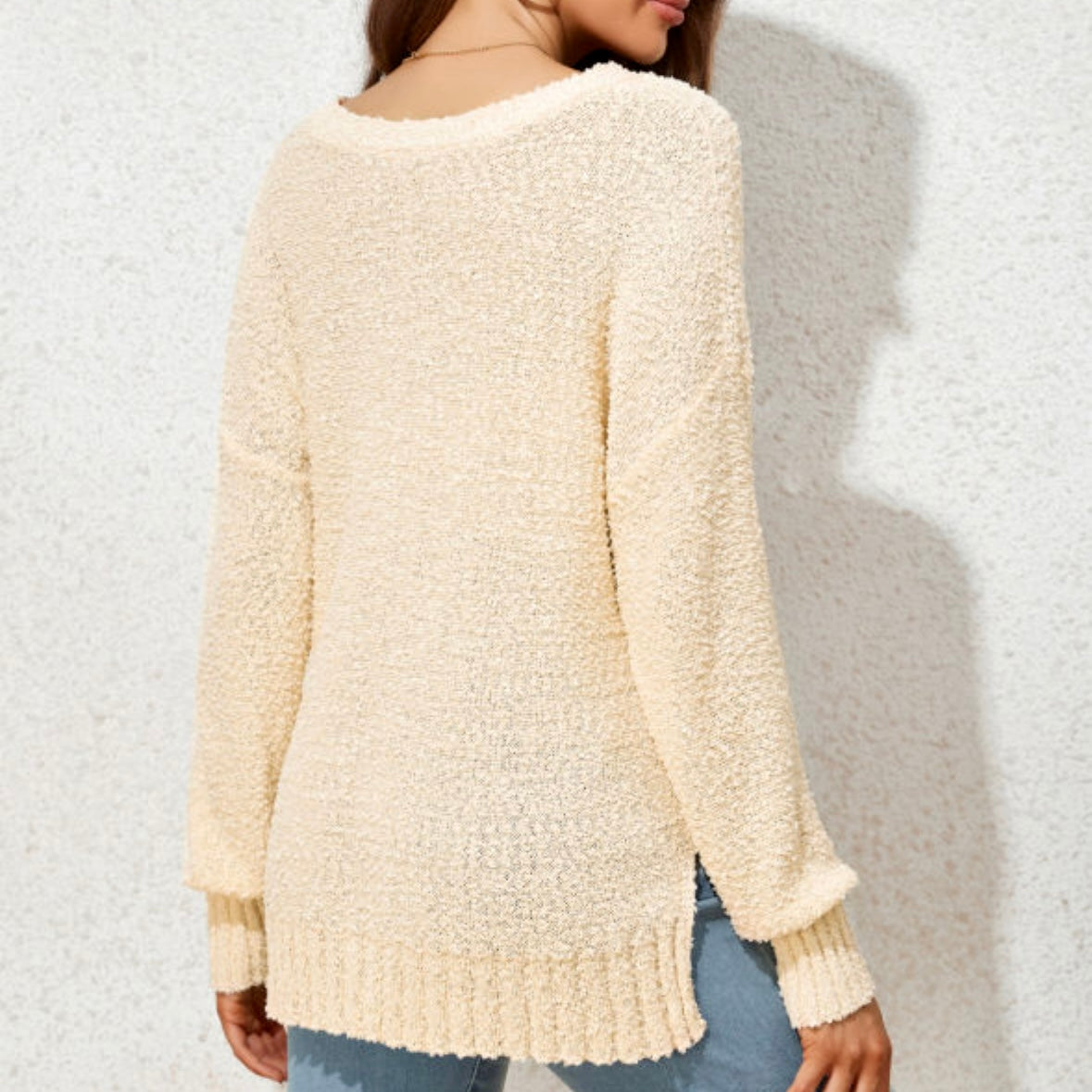 Beige V-Neck Sweater - SALE
