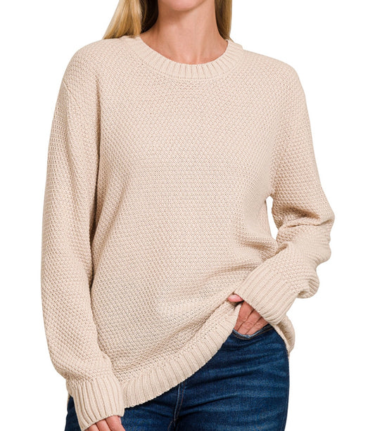 Waverly Waffle Knit Sweater (Sand)