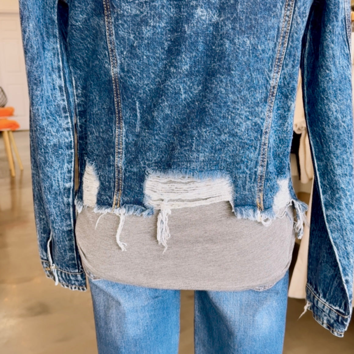 Lauren Distressed Jean Jacket (Dark)