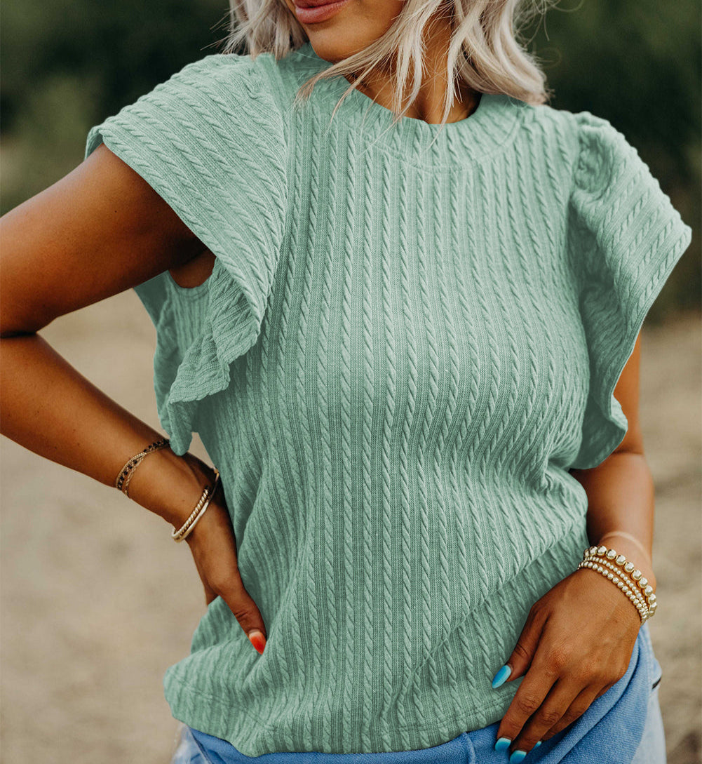 Textured Flutter Sleeve Top