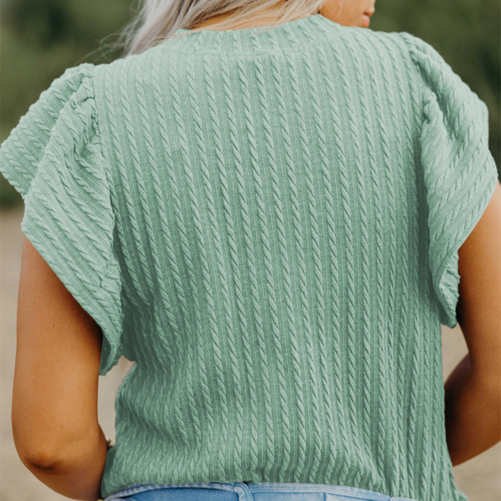 Textured Flutter Sleeve Top