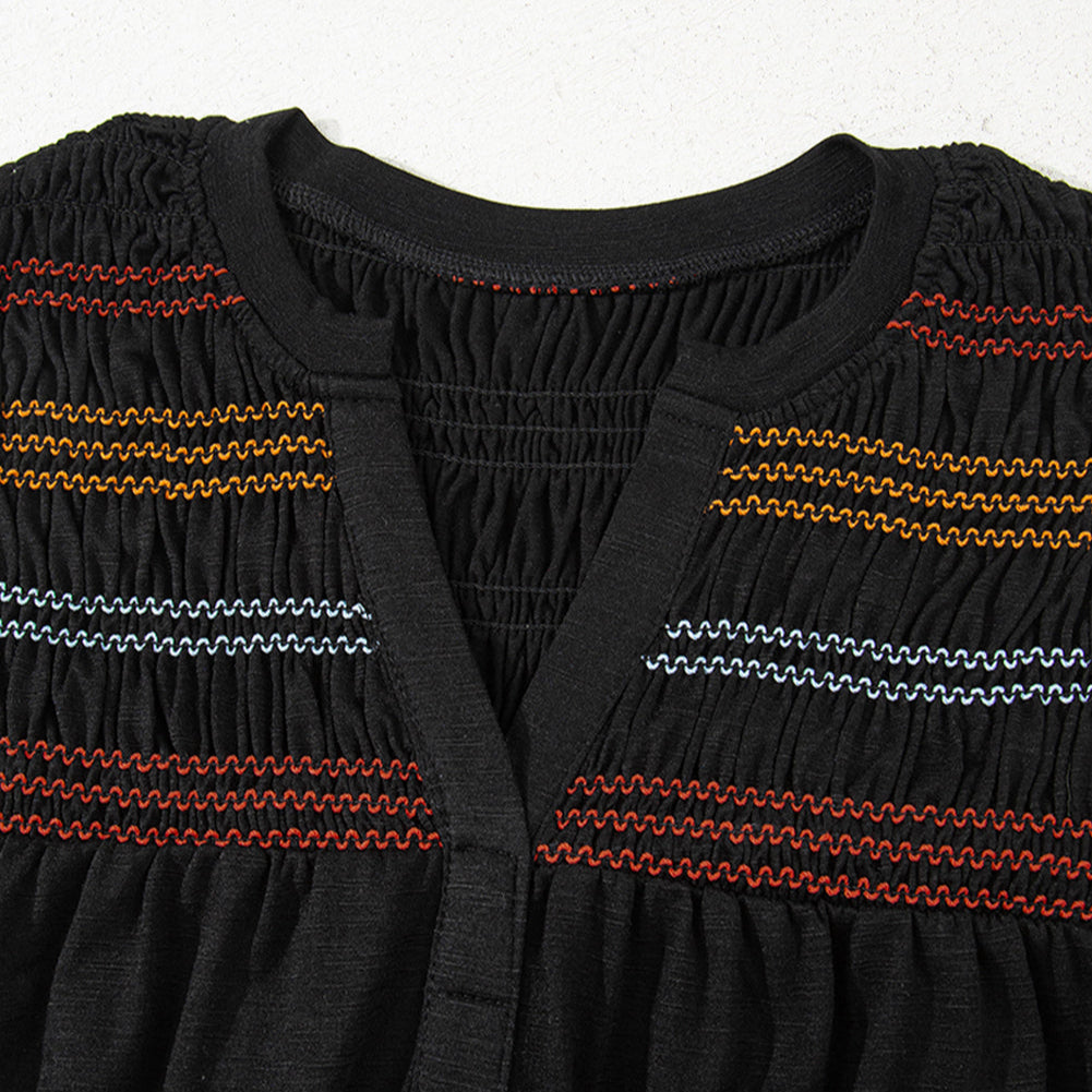 Shirred V Neck Sleeveless Top