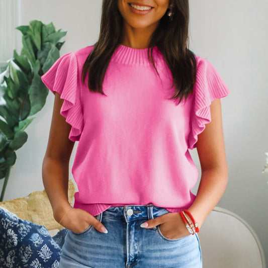 Adeline Ruffle Short Sleeve Sweater