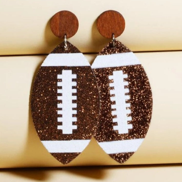 Glitter Football Earrings