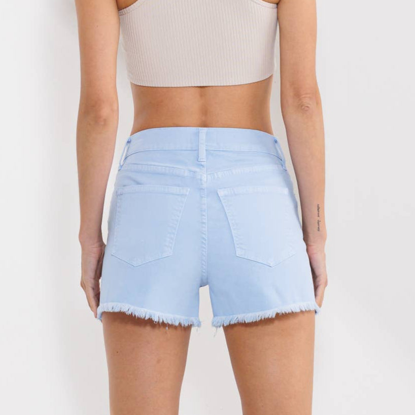 Macie Button Front Shorts (Light Blue)