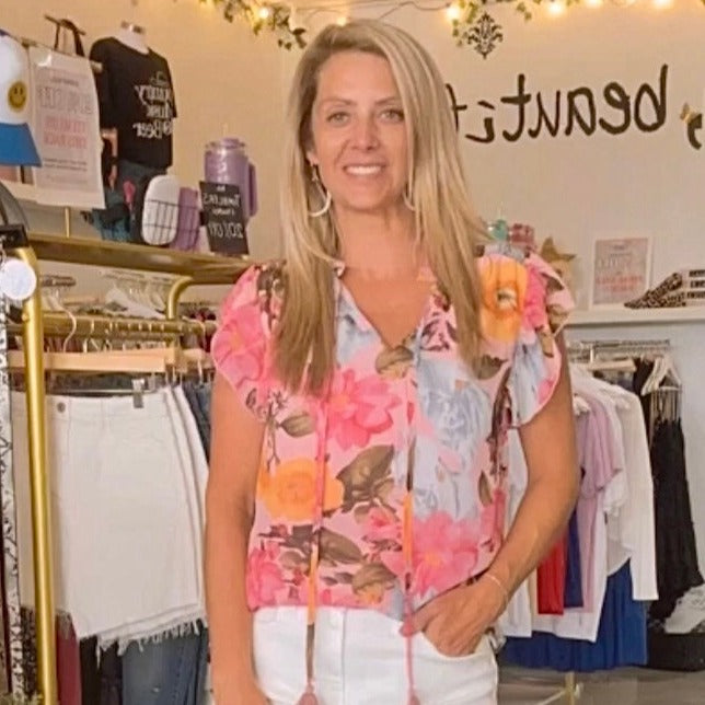 Pink Tassel Front Blouse - SALE