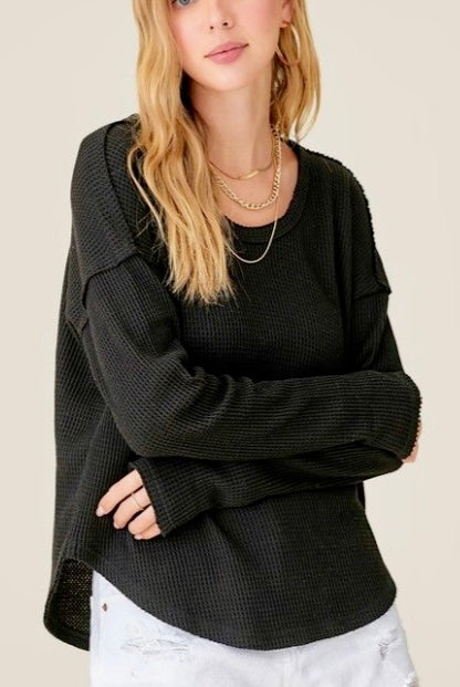 Cozy Times Waffle Knit Top