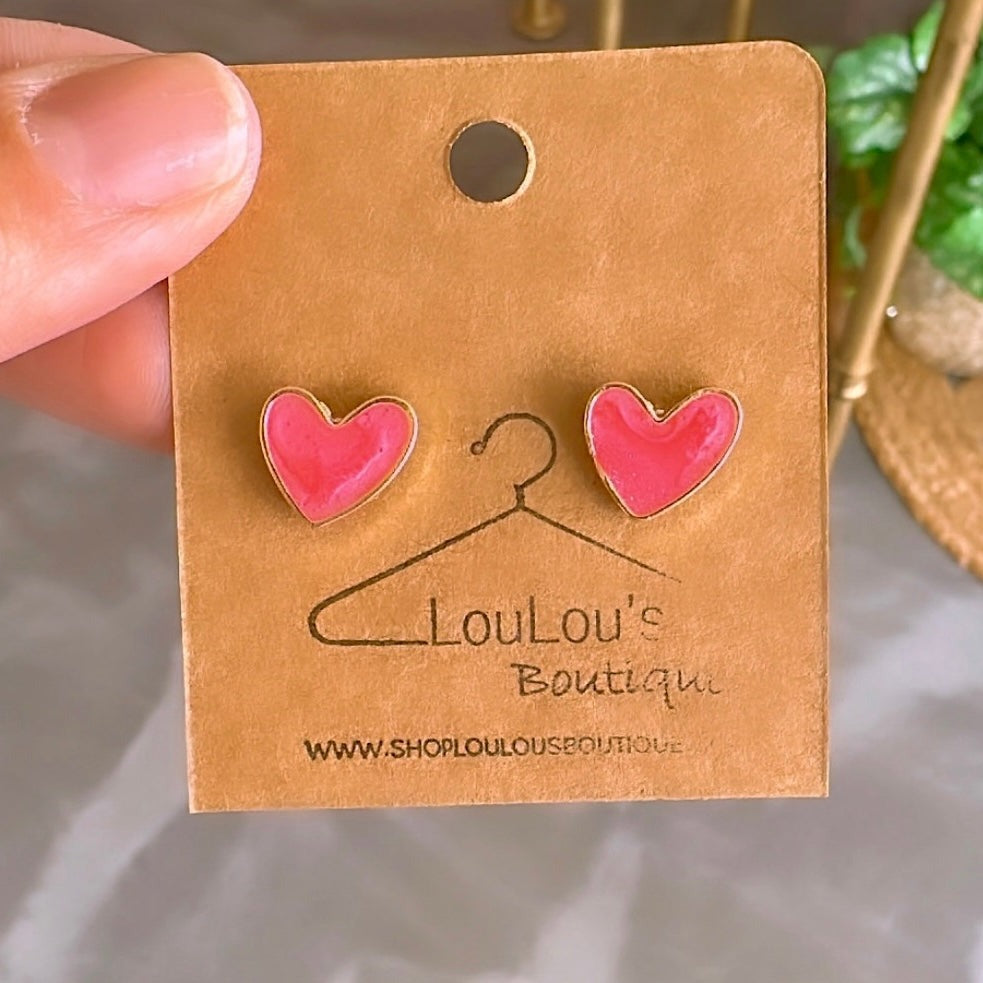 My Heart Stud Earrings (Pink)