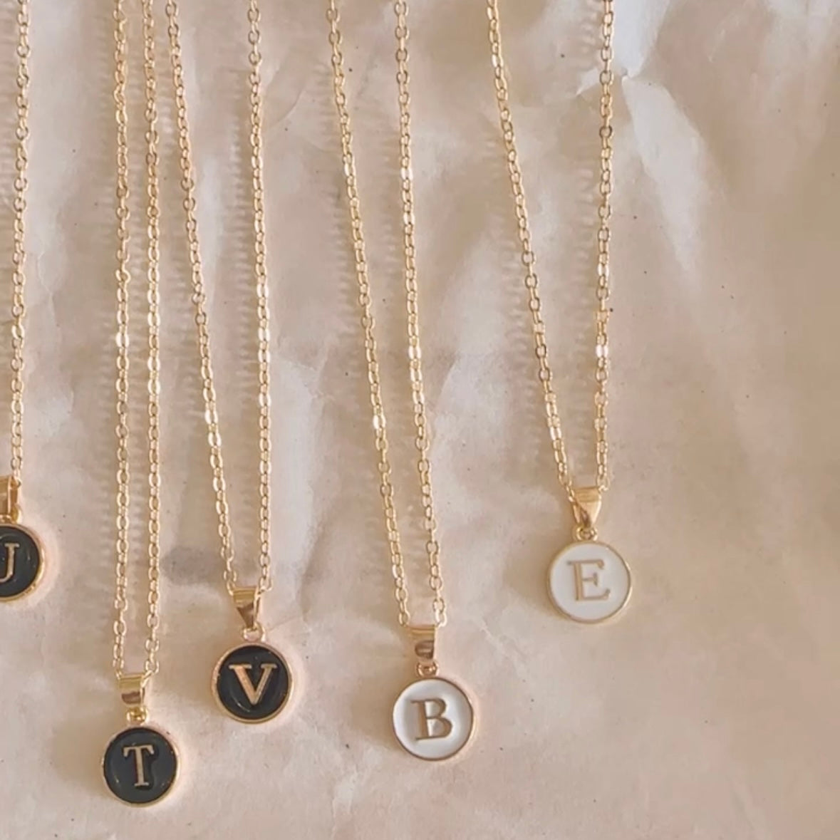 Round Initial Necklace (White)