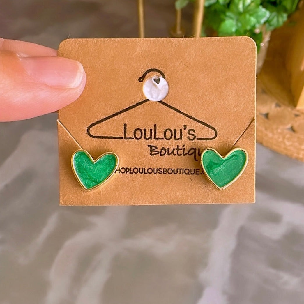 My Heart Stud Earrings (Green)