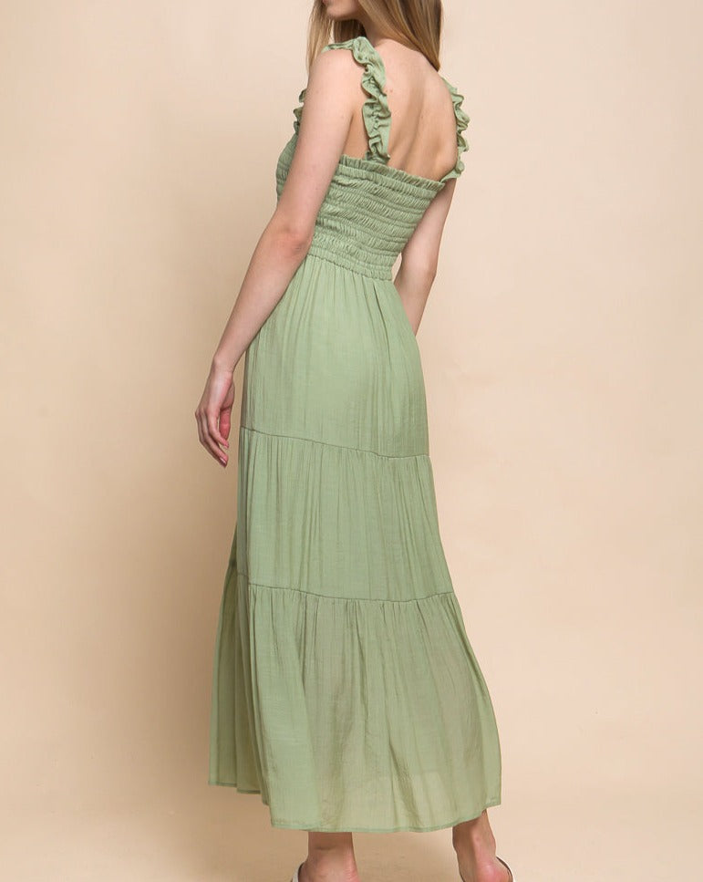 Summer Smocked Maxi Dress (Sage)