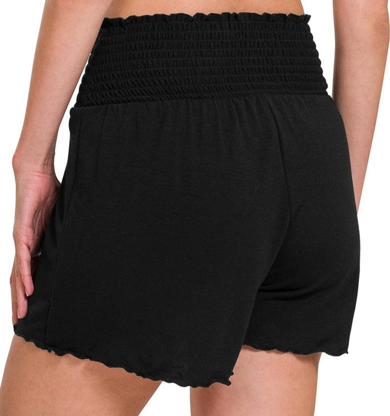 Smocked Waist Shorts (Black)