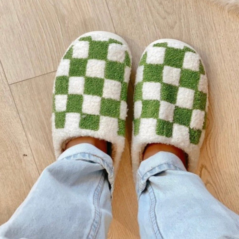 Checkered Slippers (Green)