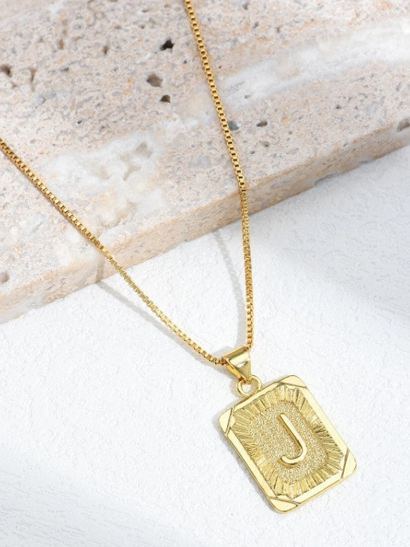 Square Letter Necklace (Gold)