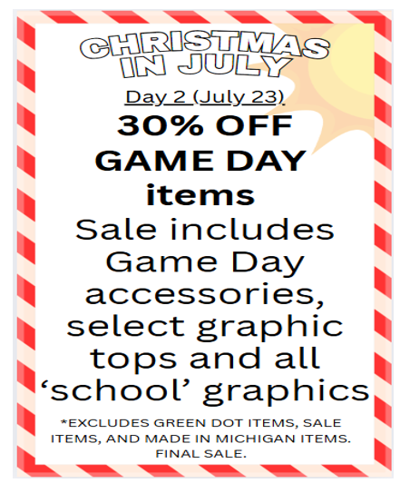 30% OFF GAME DAY COLLECTION - XMAS IN JULY