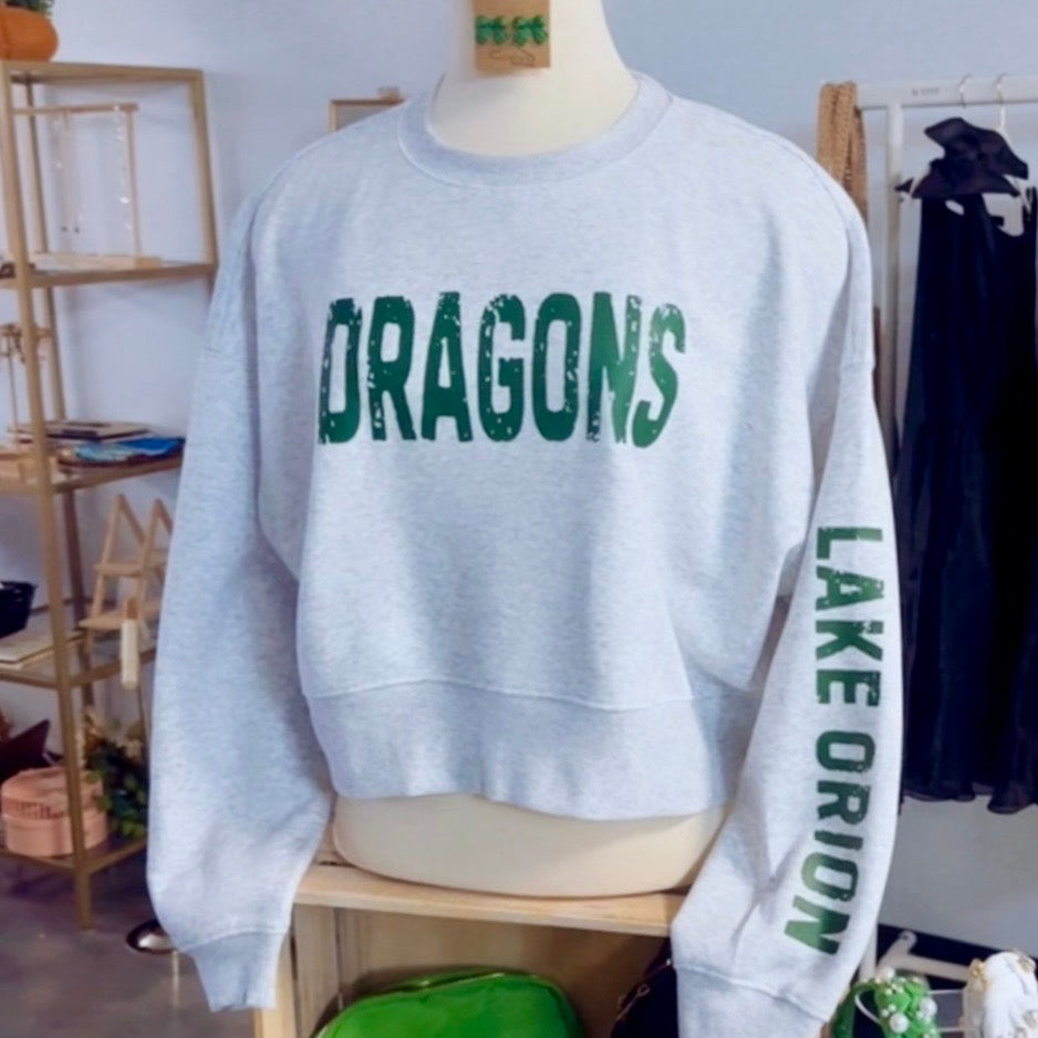 DRAGONS Long Crop Sweatshirt (Grey)
